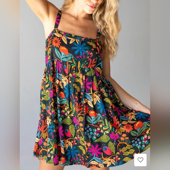 🌻 NATURAL LIFE ✌🏻 | Patti Dress, Black Neon Floral, Sz Medium - Picture 3 of 4